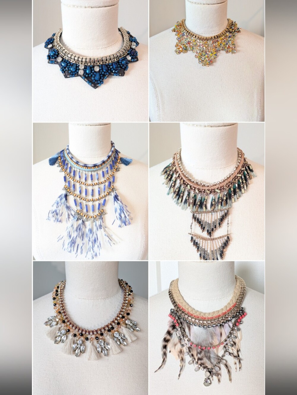 Statement Necklace Lot x6 Zara Express Boho Y2K Beaded